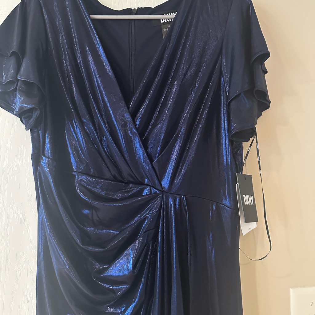 Nwt Dkny Glossy Midnight Blue Dress